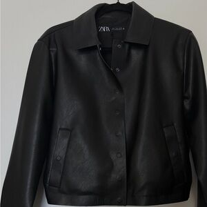 Zara Women's Classic Black Leather Jacket